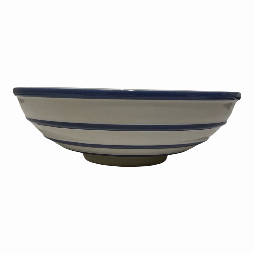 Pfaltzgraff Blue & White Stripe 9" pasta Serving Bowl Stoneware Vintage